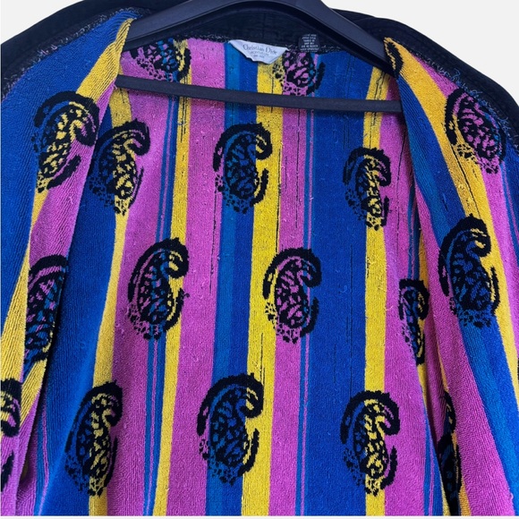 VTG Christian Dior Monsieur Robe – 80s Abstract Paisley Terry Cloth Bathrobe O/S - Picture 11 of 11